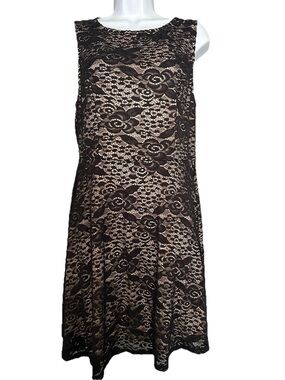 City Triangles Black Lace Overlay Flare Mini Keyhole Women's Sz XXL Lined Dress